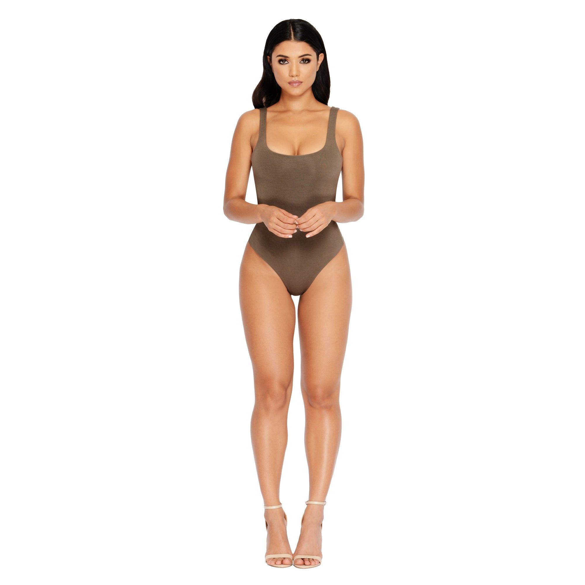 All Night Thong Double Layered Bodysuit in Khaki sold by Oh Polly product image thumbnail 7
