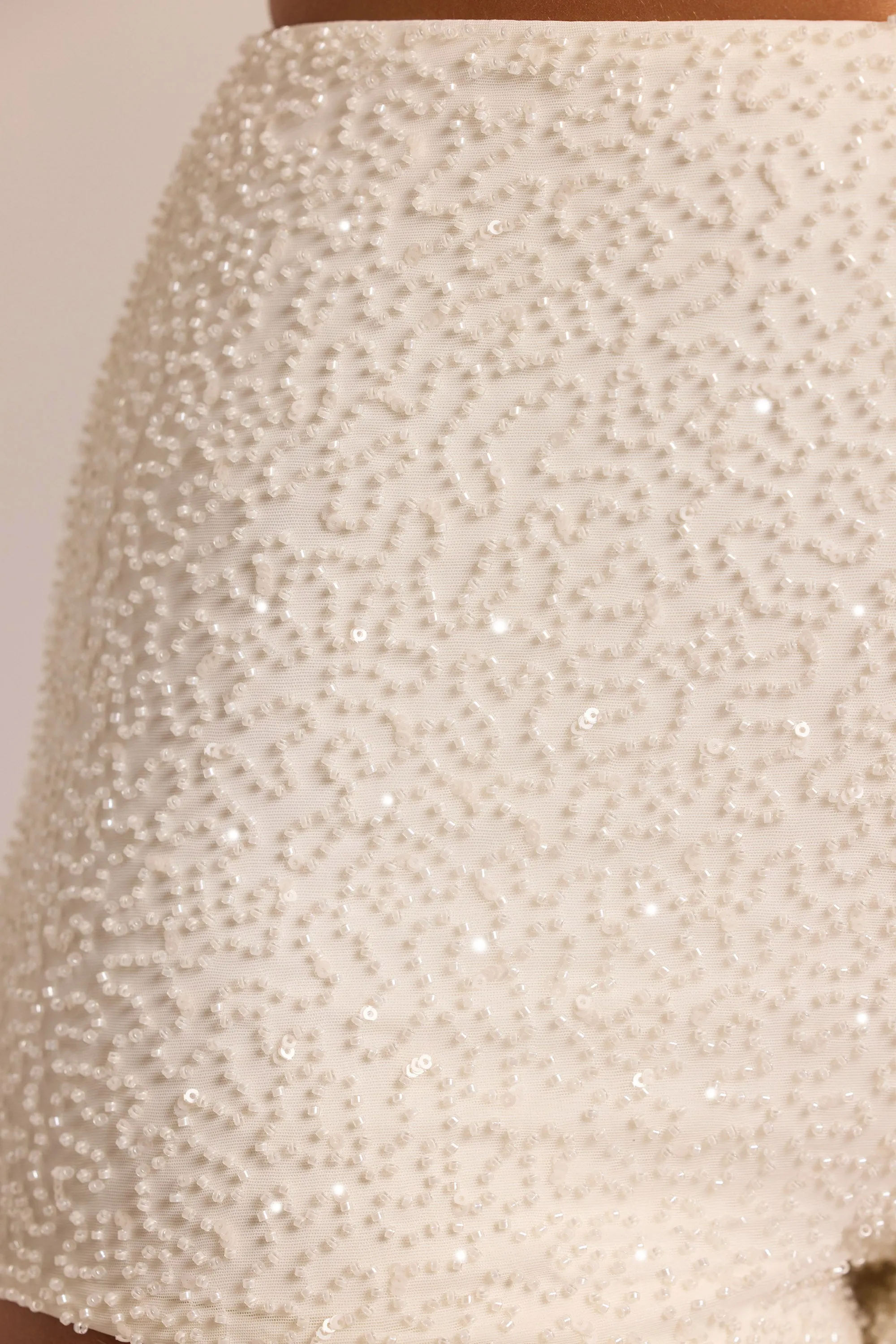 Embellished High Waist Hot Pant Shorts in White sold by Oh Polly product image thumbnail 4