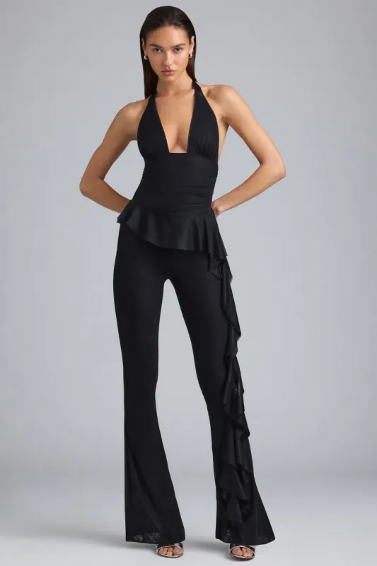 Metallic Halterneck Bodysuit in Black sold by Oh Polly