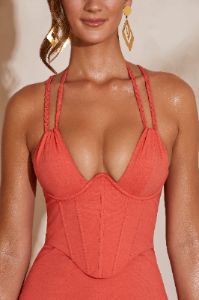 Plunge Corset Mini Dress in Rust sold by Oh Polly