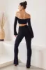 Tall High Waist Split Flare Leggings in Black sold by Oh Polly