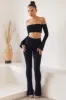 Tall High Waist Split Flare Leggings in Black sold by Oh Polly