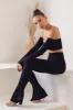 Tall High Waist Split Flare Leggings in Black sold by Oh Polly