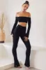 Tall High Waist Split Flare Leggings in Black sold by Oh Polly
