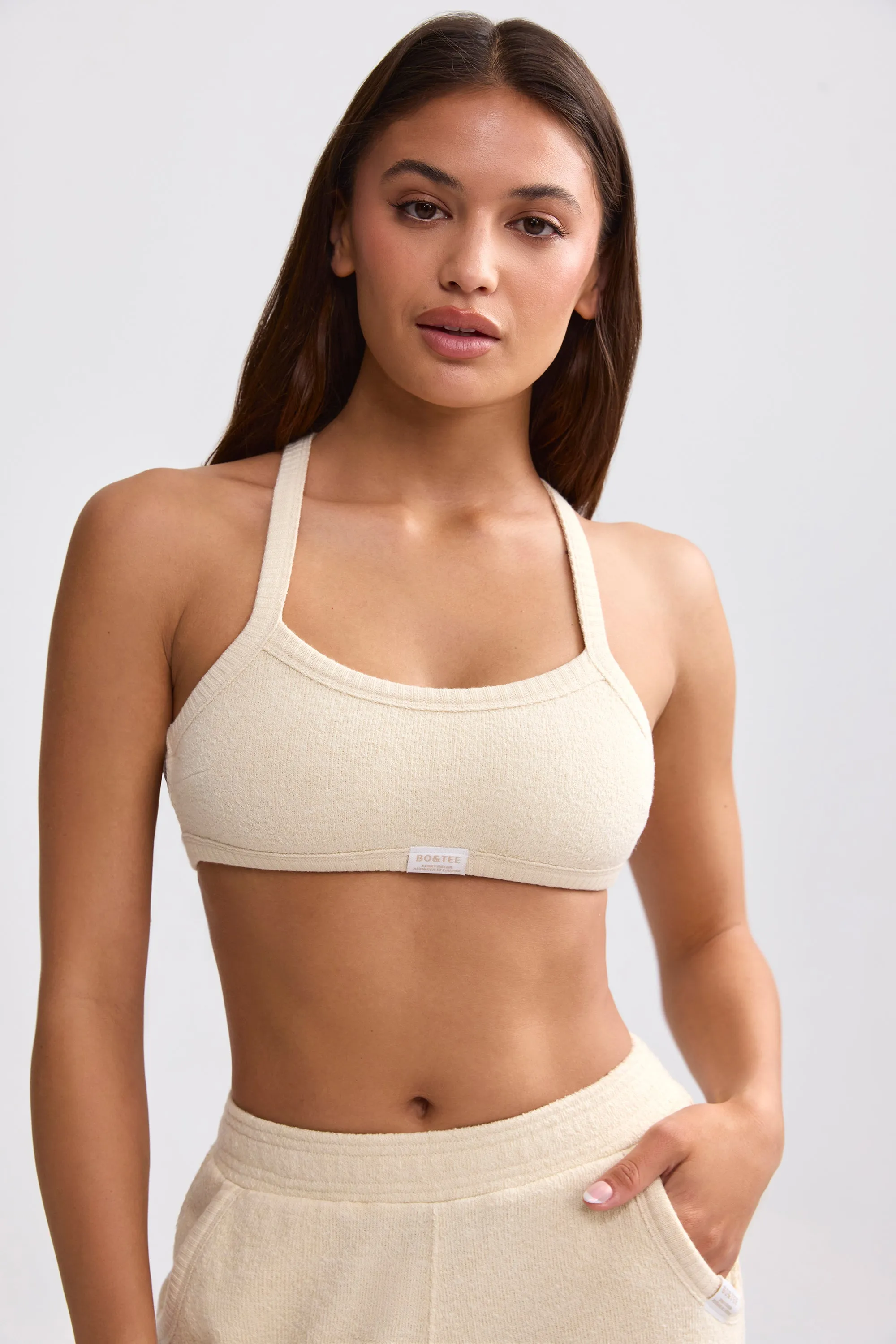 Terry Towelling Scoop-Neck Bralette in Cream sold by Oh Polly product image thumbnail 5