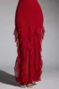 Embellished Halter Neck Ruffle Maxi Dress in Red sold by Oh Polly