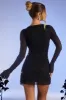 Embellished Wrap Over A-Line Mini Dress in Black sold by Oh Polly