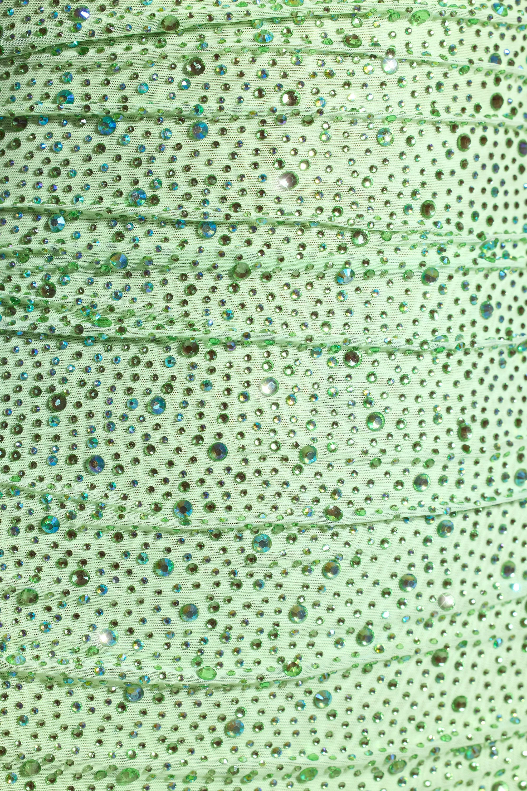 Embellished Draped Cowl-Neck Mini Dress in Pistachio sold by Oh Polly product image thumbnail 4