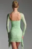 Embellished Draped Cowl-Neck Mini Dress in Pistachio sold by Oh Polly