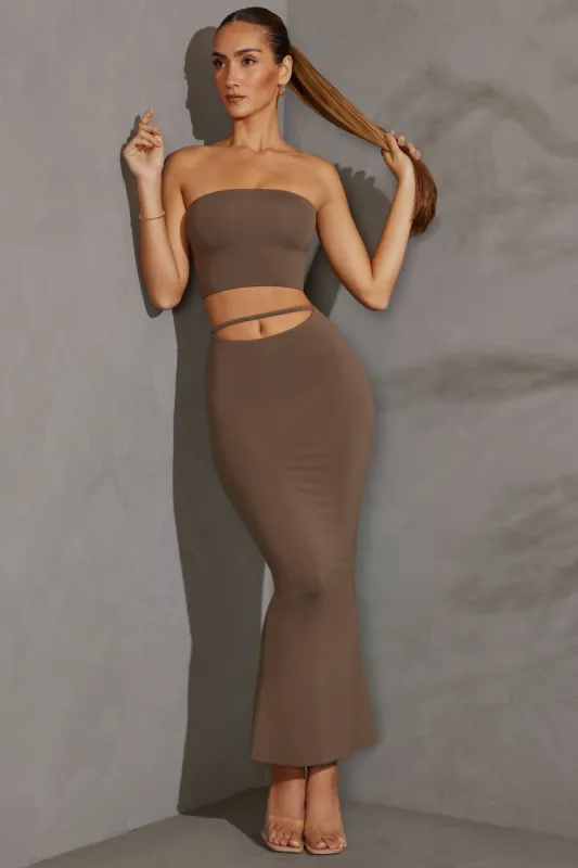 Cut Out Maxi Skirt in Taupe sold by Oh Polly