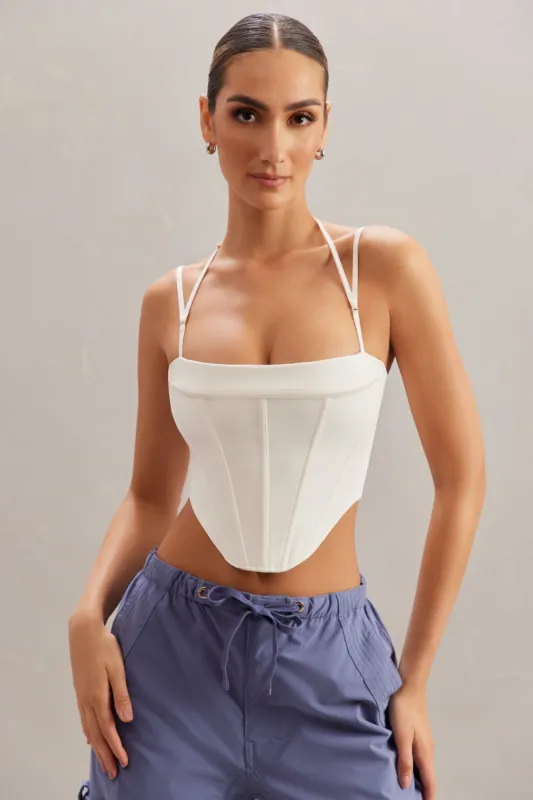 Square Neck Corset Top in Ivory sold by Oh Polly