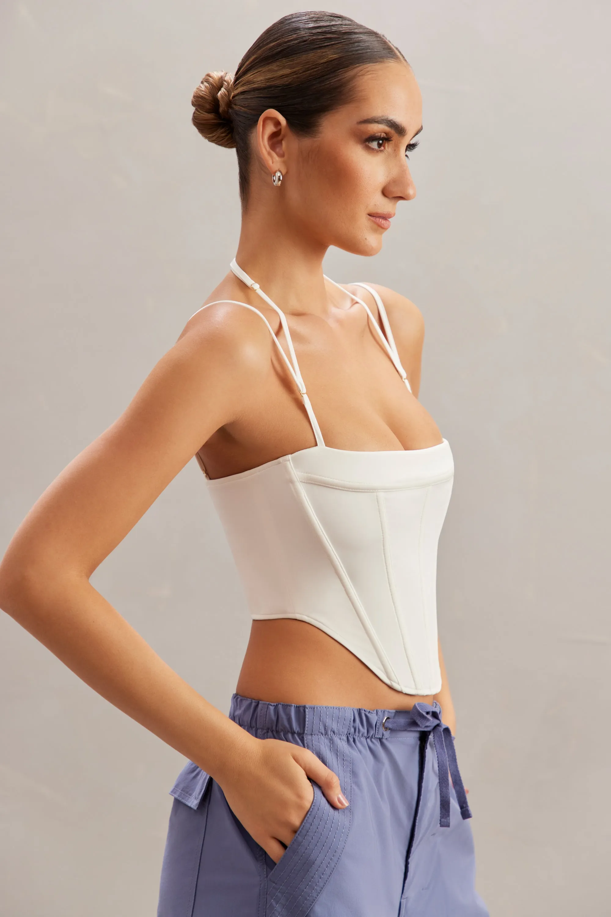 Square Neck Corset Top in Ivory sold by Oh Polly product image thumbnail 3
