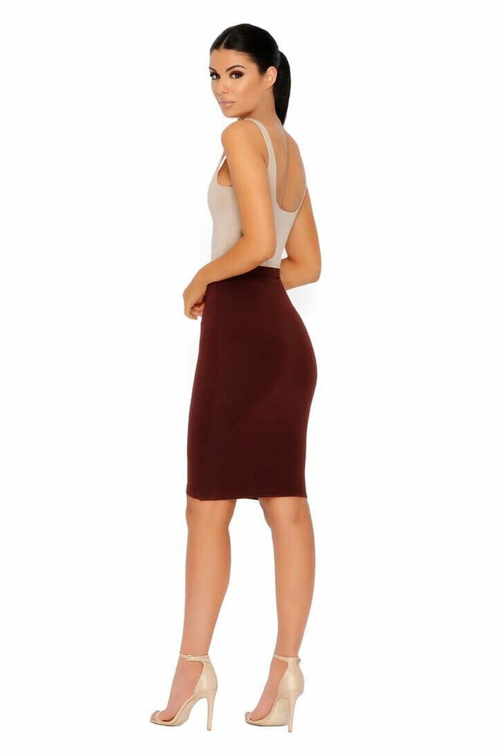 Number 1 Fit Double Layered Midi Skirt in Chocolate Brown sold by Oh Polly product image thumbnail 3