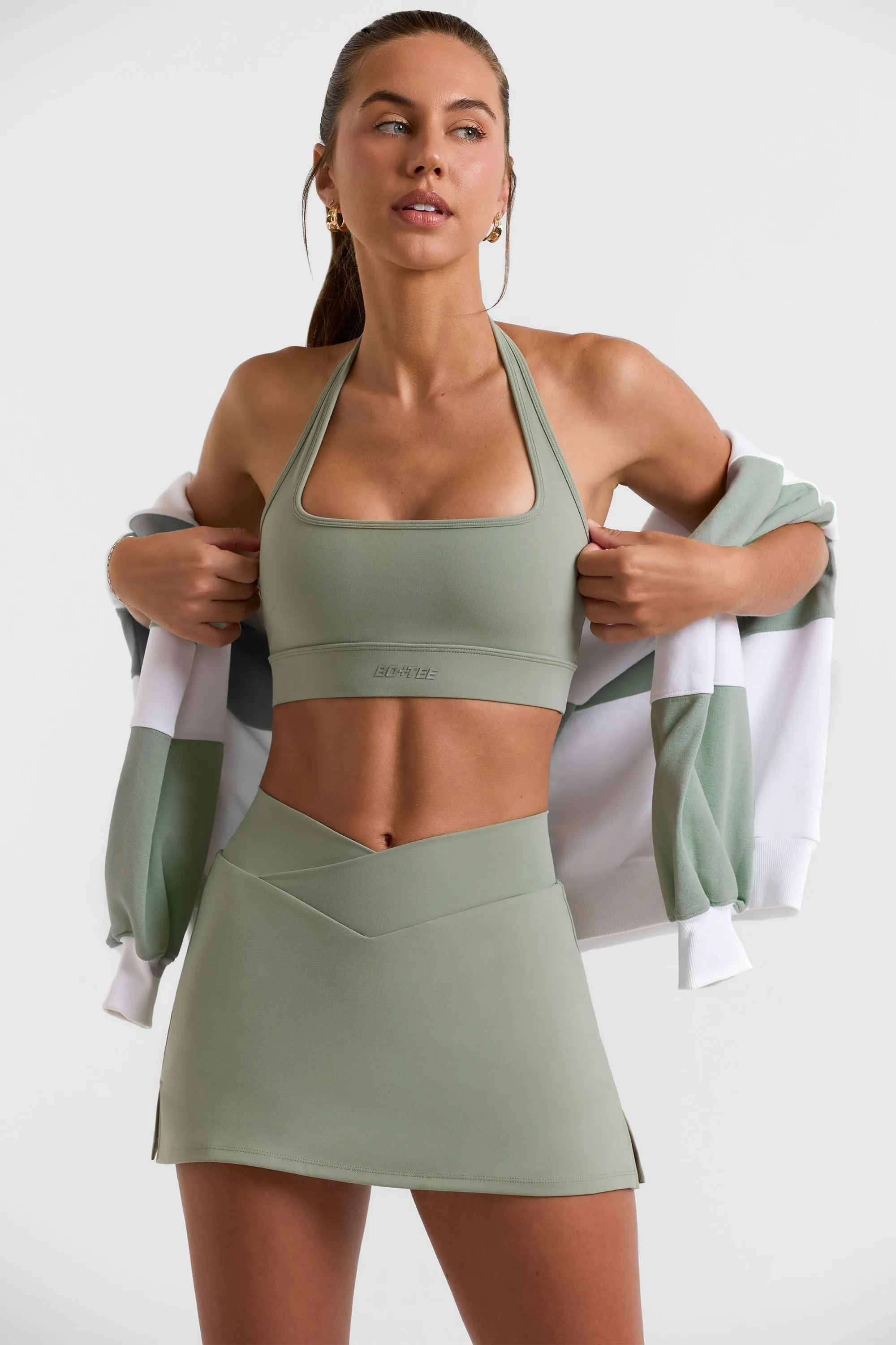 Halterneck Crop Top in Bamboo Green sold by Oh Polly product image thumbnail 4