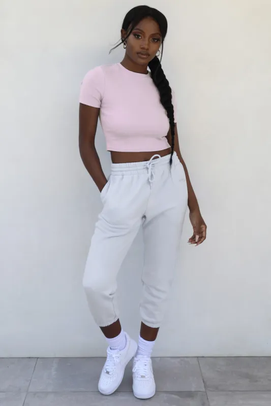 Jog On Petite Cropped Joggers in Grey sold by Oh Polly