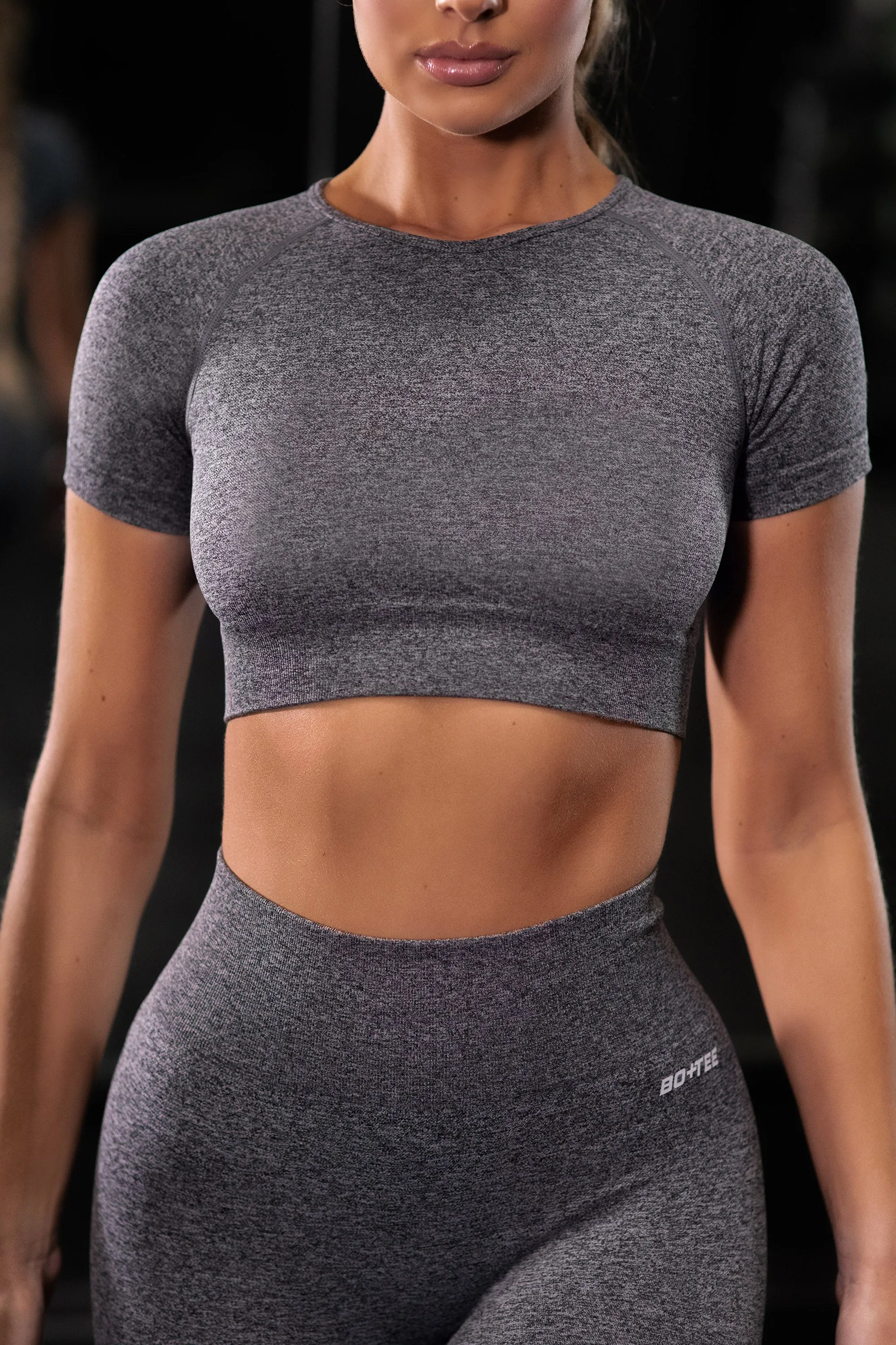 Determined Seamless Crop Top in Black Marl sold by Oh Polly product image thumbnail 5