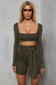 Shorty On The Side Cycle Shorts in Khaki sold by Oh Polly