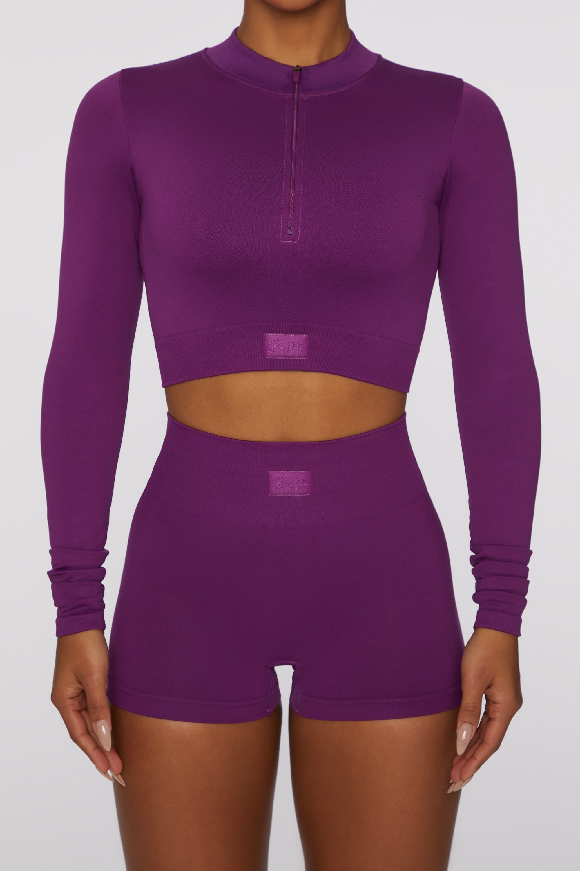 Long Sleeve Crop Top in Dark Purple sold by Oh Polly product image thumbnail 4