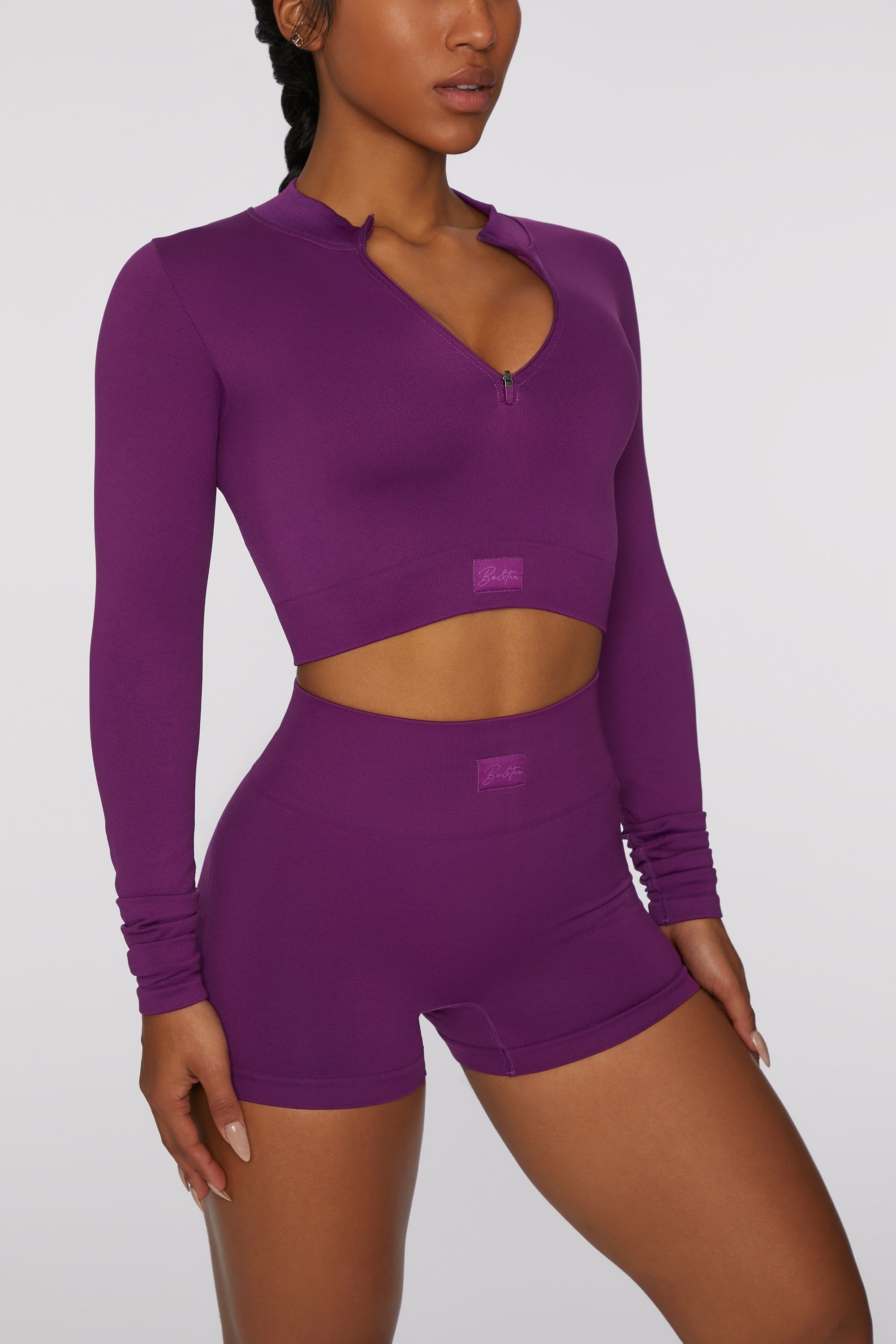 Long Sleeve Crop Top in Dark Purple sold by Oh Polly product image thumbnail 5