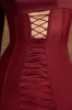 Long Sleeve Lace Up Corset Micro Mini Dress in Wine sold by Oh Polly