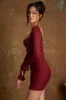 Long Sleeve Lace Up Corset Micro Mini Dress in Wine sold by Oh Polly