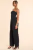 Tall Brushed Twill Bandeau Corset Jumpsuit in Black sold by Oh Polly