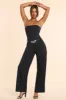 Tall Brushed Twill Bandeau Corset Jumpsuit in Black sold by Oh Polly