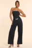 Tall Brushed Twill Bandeau Corset Jumpsuit in Black sold by Oh Polly