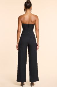 Tall Woven Wool Bandeau Corset Jumpsuit in Black sold by Oh Polly