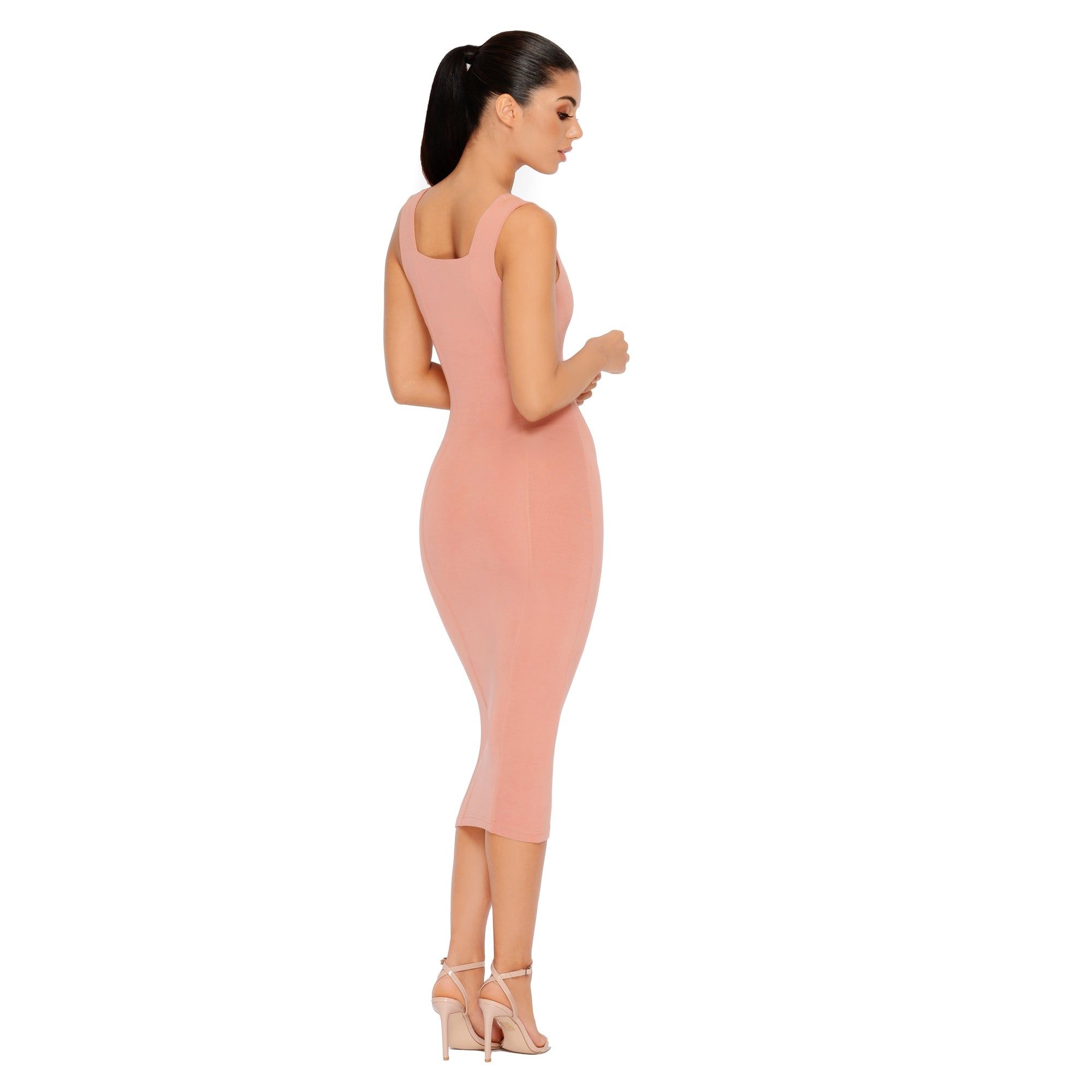 Hip To Be Square Double Layered Midi Dress in Rose sold by Oh Polly product image thumbnail 5