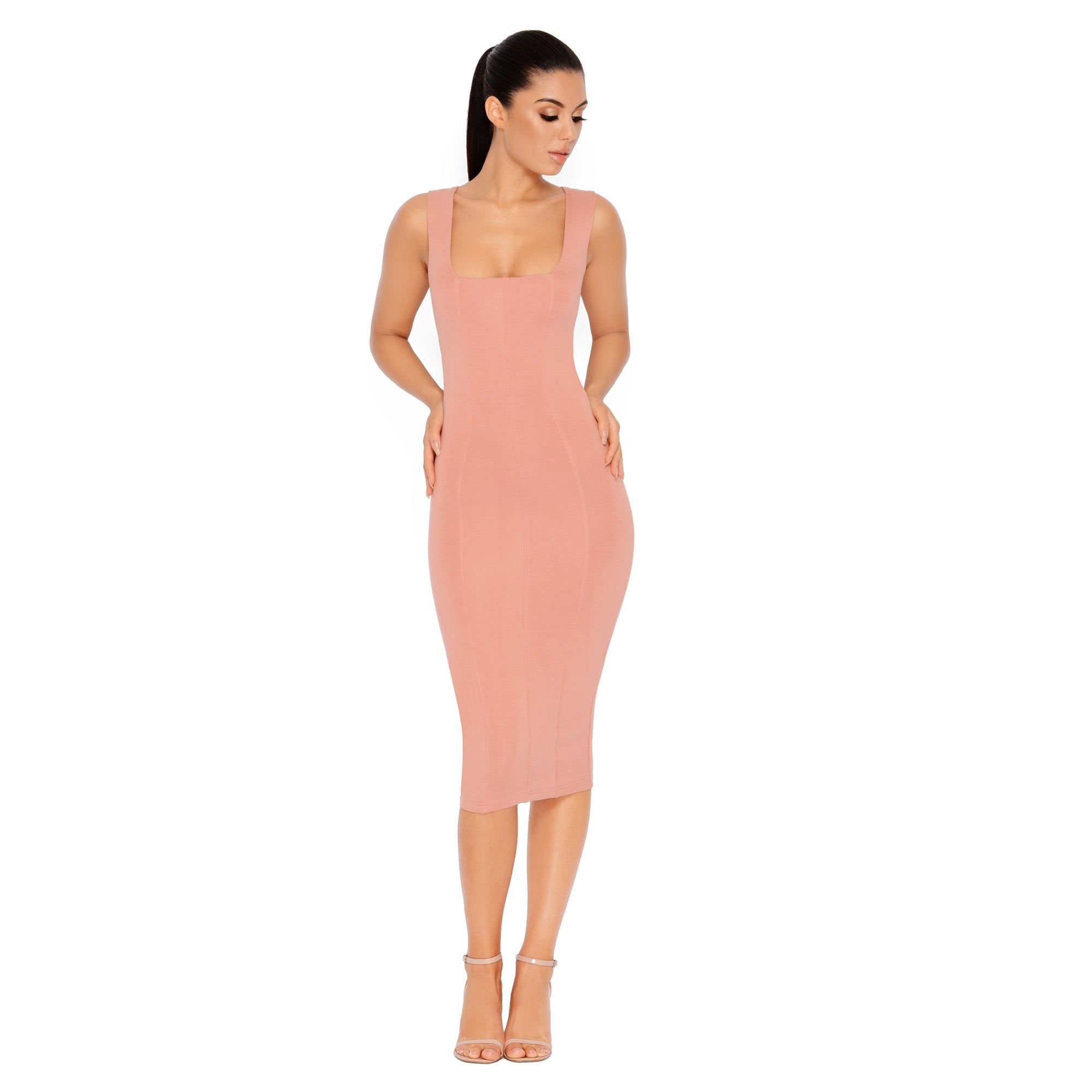 Hip To Be Square Double Layered Midi Dress in Rose sold by Oh Polly product image thumbnail 2