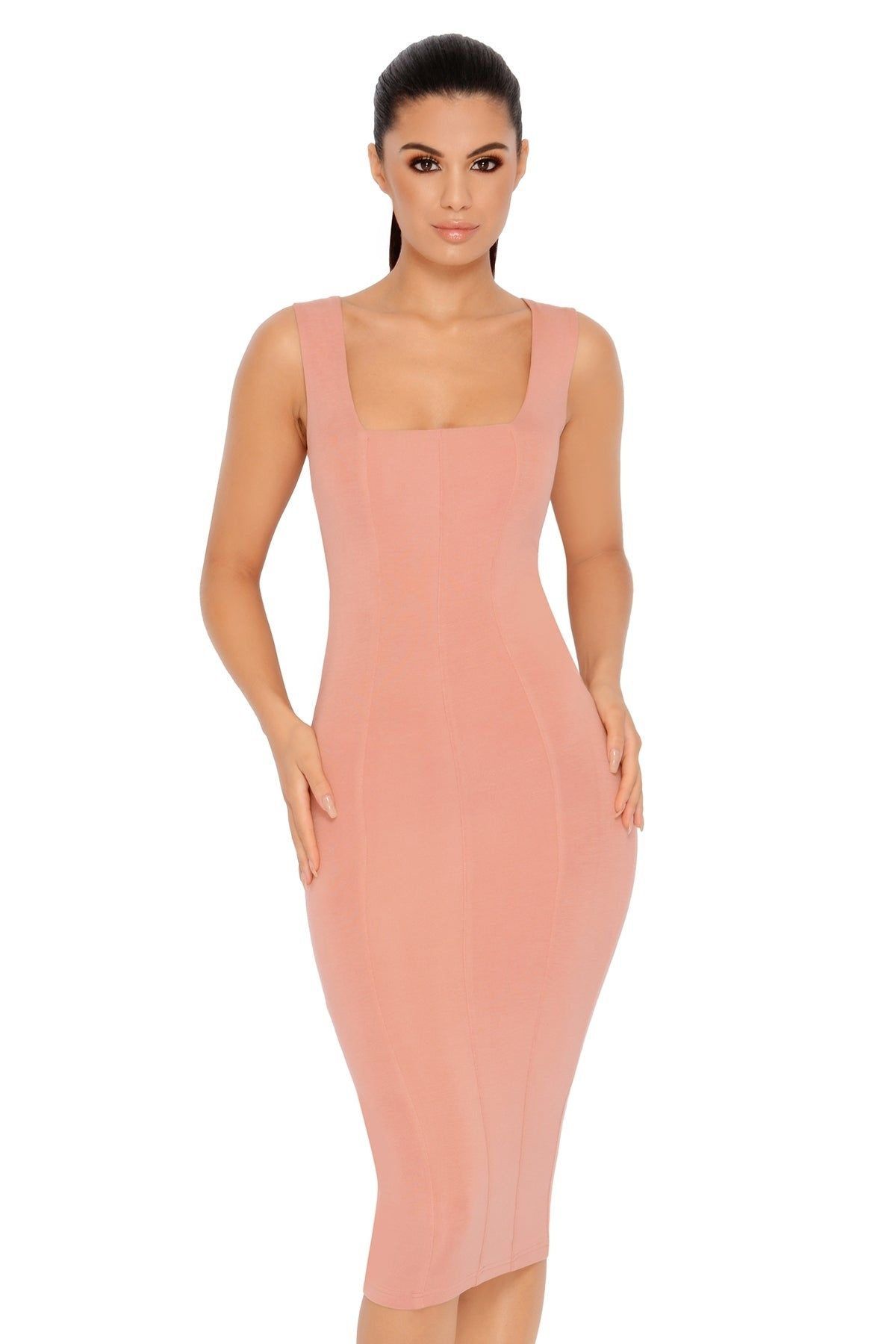 Hip To Be Square Double Layered Midi Dress in Rose sold by Oh Polly product image thumbnail 11