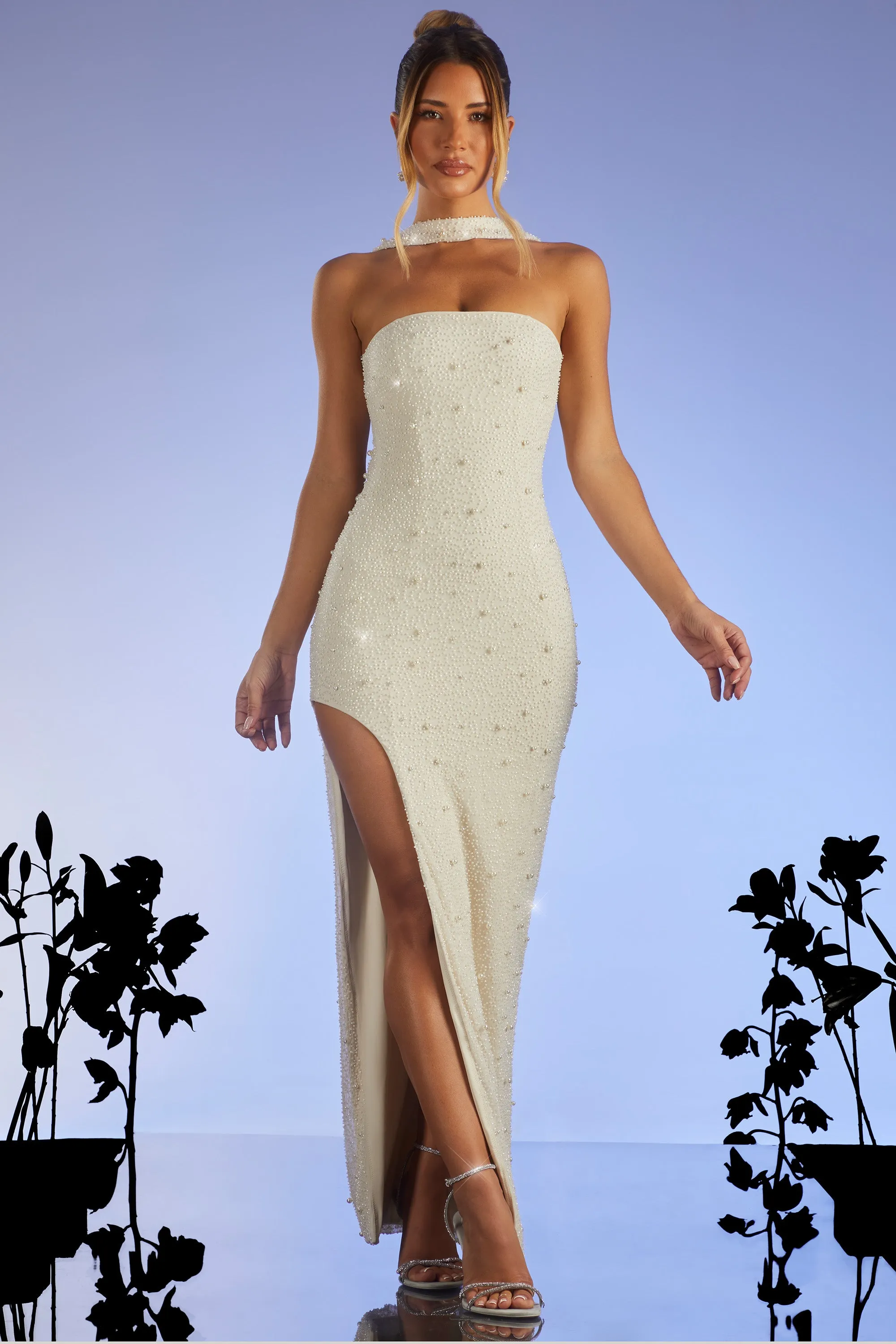 embellished bandeau maxi dress Embellished Bandeau Maxi Dress in Ivory