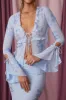 Long Sleeve Tie Front Top in Blue sold by Oh Polly
