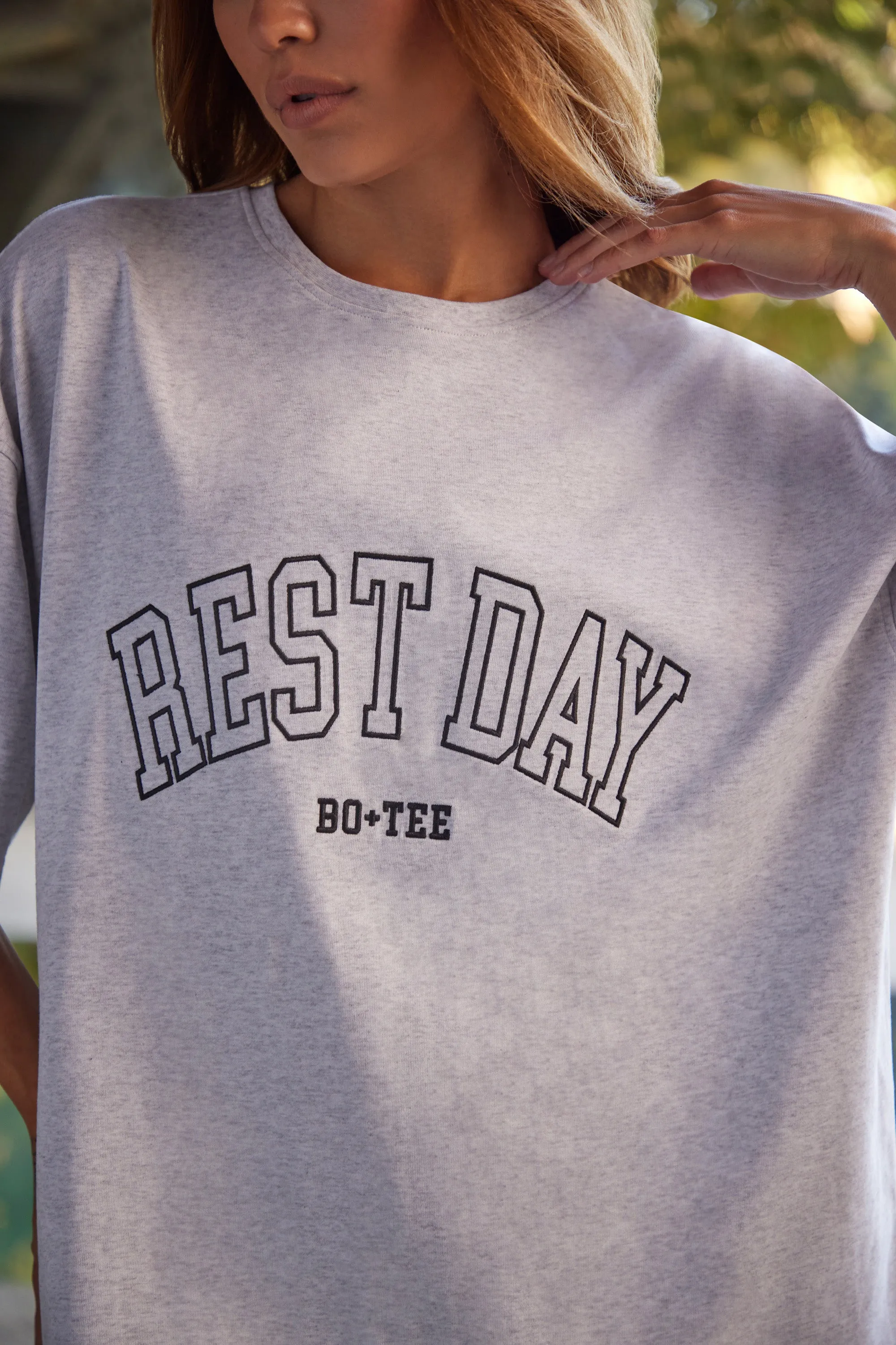 Oversized Short Sleeve T-Shirt in Heather Grey sold by Oh Polly product image thumbnail 4