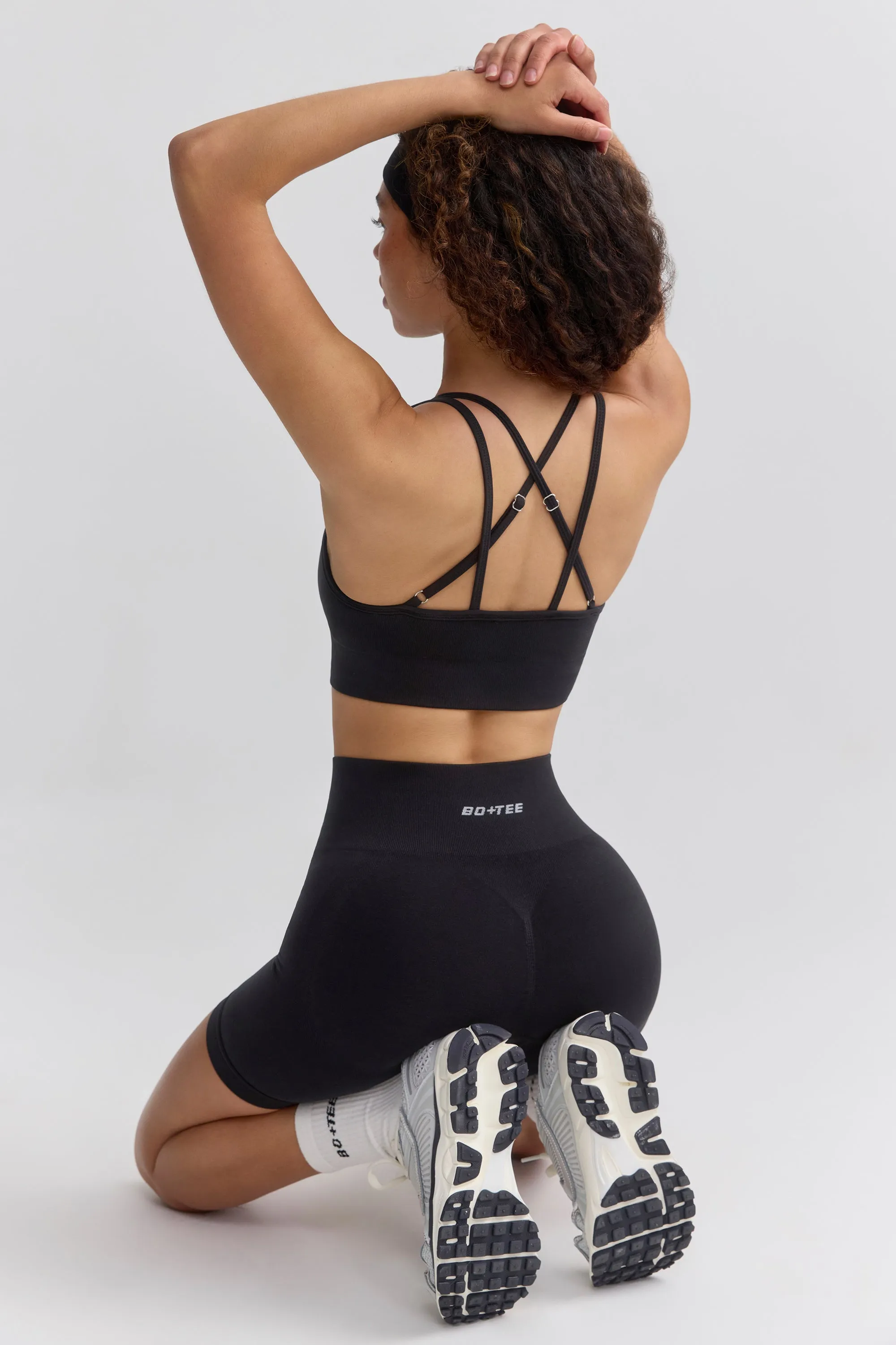 Strappy Define Luxe Sports Bra in Black sold by Oh Polly