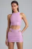 Metallic Cut-Out Low-Rise Mini Skirt in Violet Pink sold by Oh Polly
