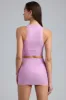 Metallic Cut-Out Low-Rise Mini Skirt in Violet Pink sold by Oh Polly