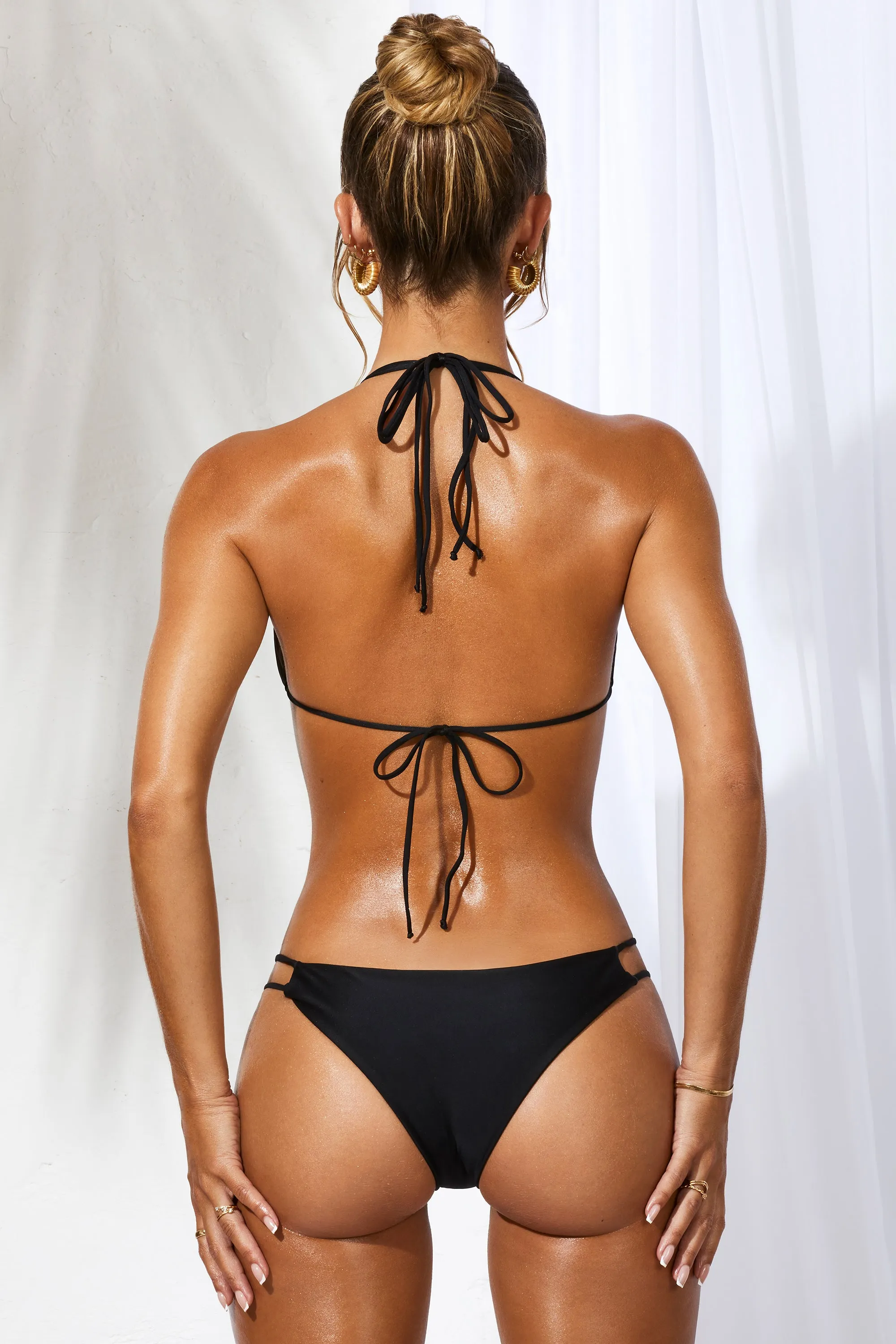 Drawstring Detail Bikini Bottoms in Black sold by Oh Polly product image thumbnail 2