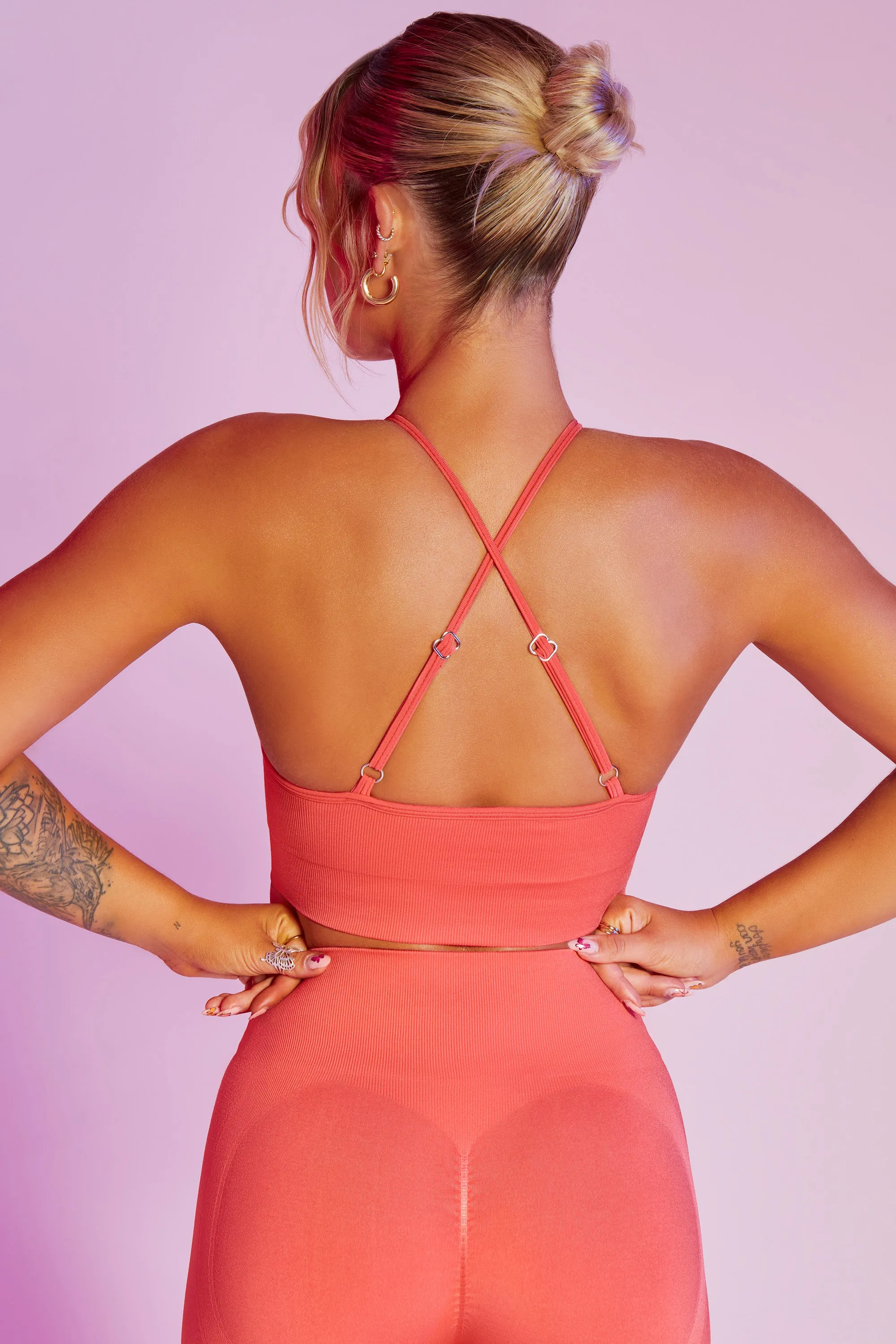 Incline Seamless High Neck Crop Top in Coral sold by Oh Polly product image thumbnail 2