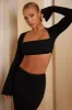 Long Sleeve Crop Top in Black sold by Oh Polly