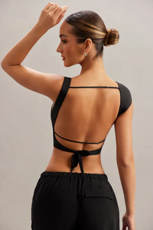 Cowl Neck Crop Top in Black sold by Oh Polly