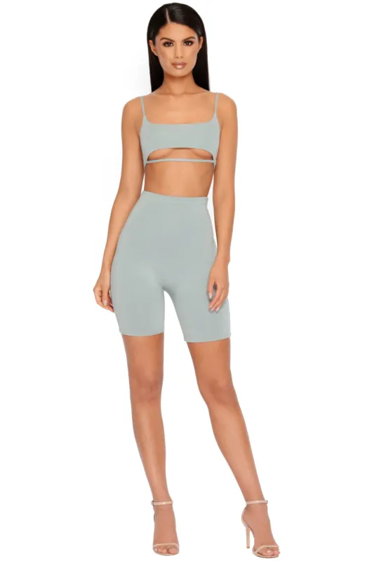 Under Your Skin High Waisted Shorts in Sage sold by Oh Polly