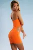 Embellished Strap Cut Out Mini Dress in Orange sold by Oh Polly