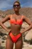 La Vida Loca Underwired Ribbed Bikini Top in Neon Orange sold by Oh Polly