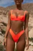 La Vida Loca Underwired Ribbed Bikini Top in Neon Orange sold by Oh Polly