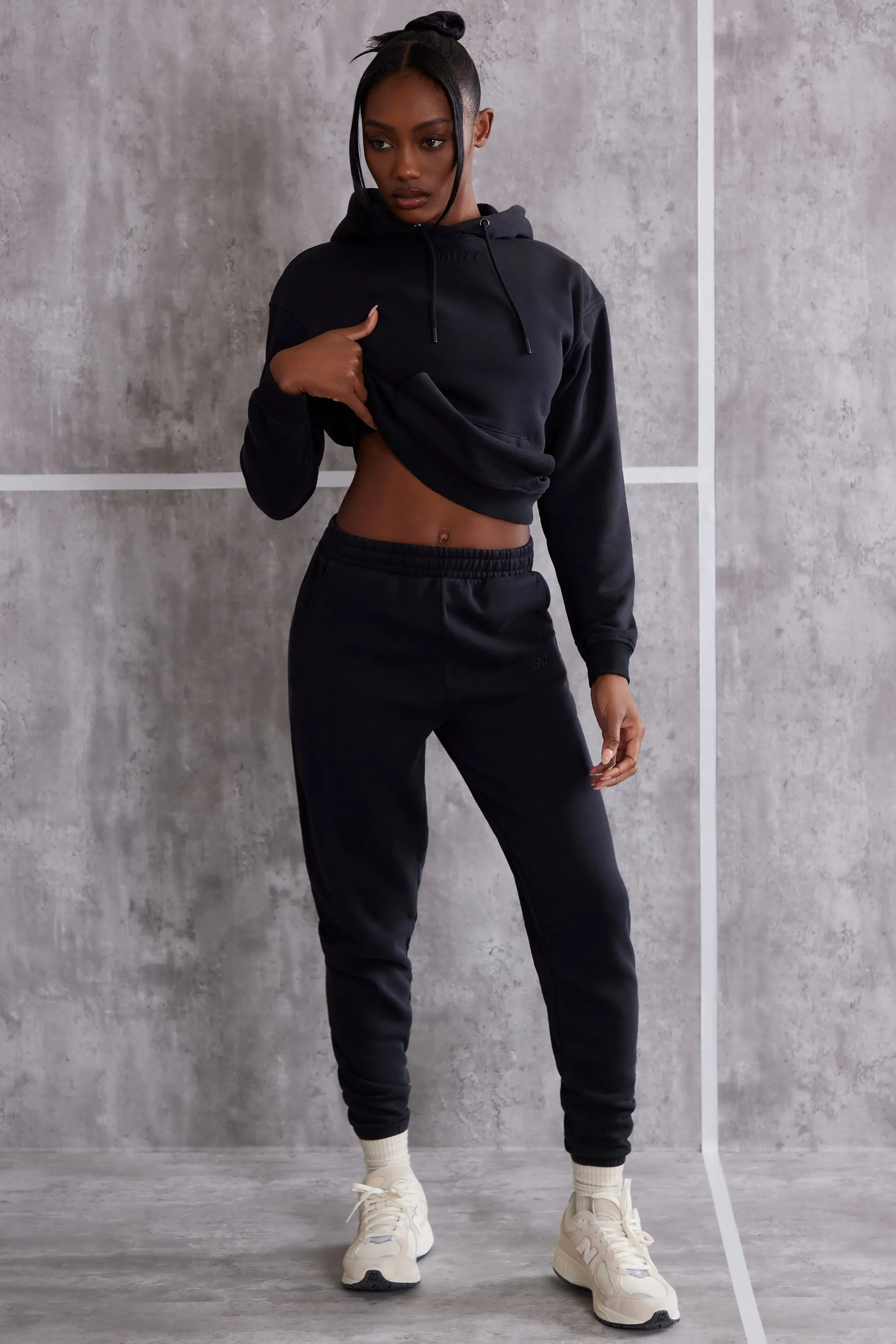 High Waist Cuffed Joggers in Washed Black sold by Oh Polly product image thumbnail 5
