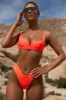 La Vida Loca Underwired Ribbed Bikini Top in Neon Orange sold by Oh Polly