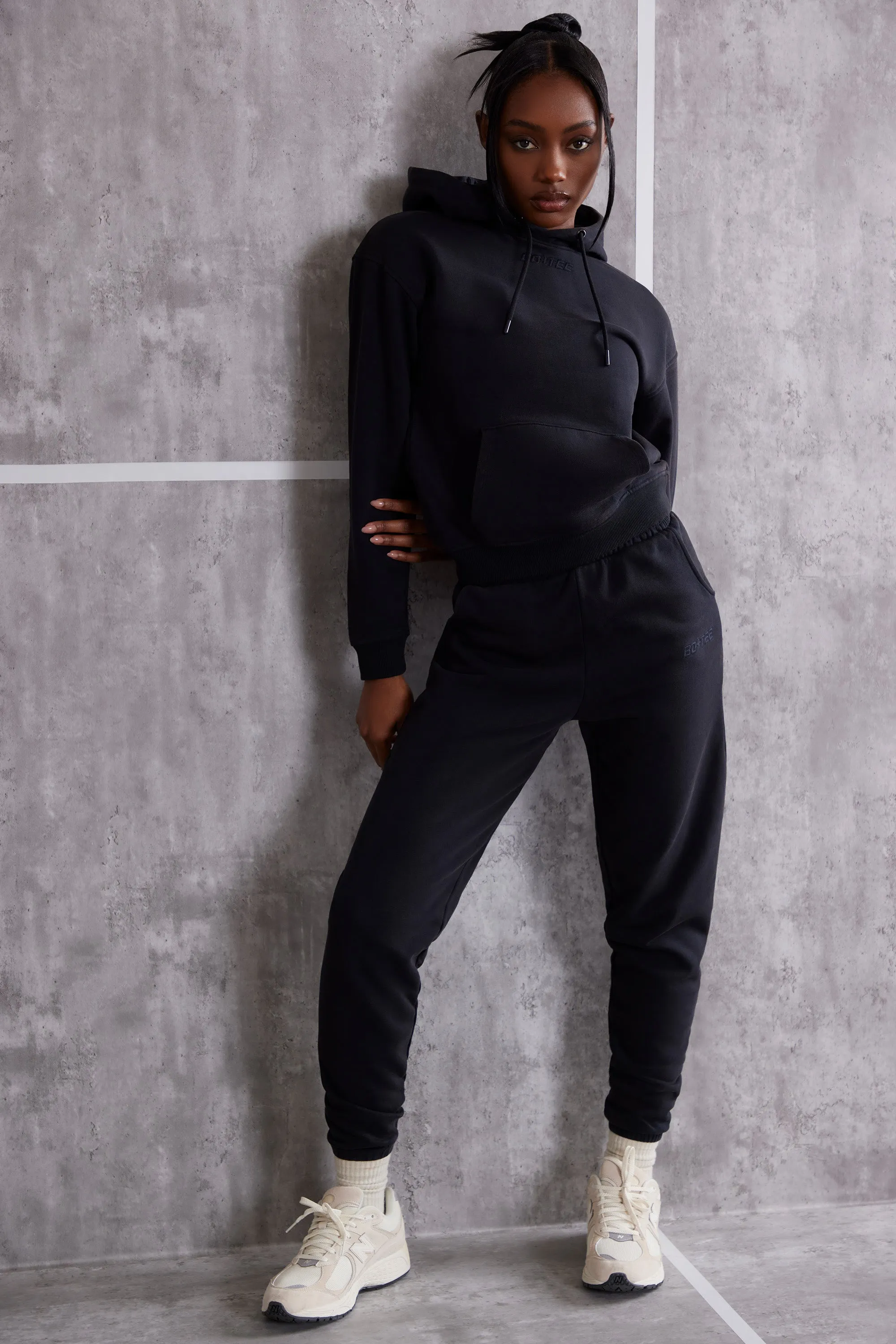 High Waist Cuffed Joggers in Washed Black sold by Oh Polly product image thumbnail 2