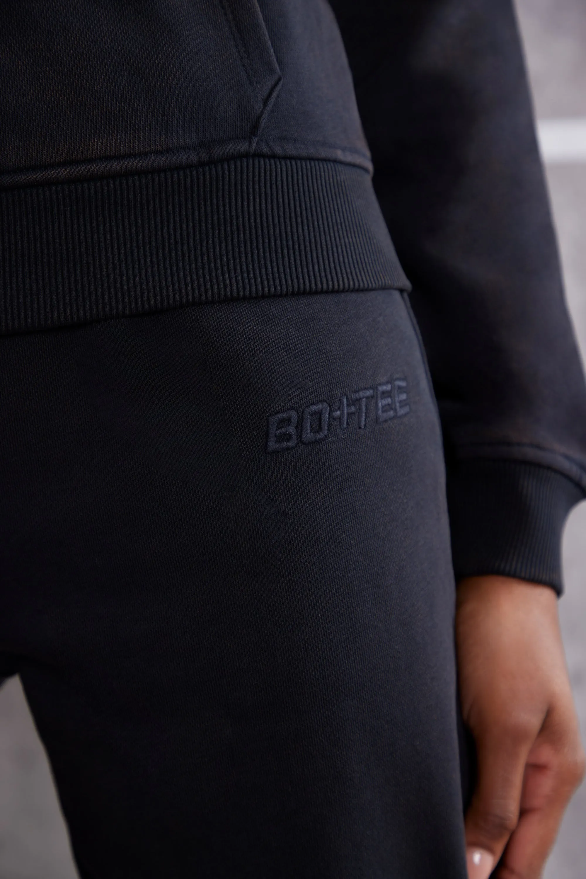 High Waist Cuffed Joggers in Washed Black sold by Oh Polly product image thumbnail 4